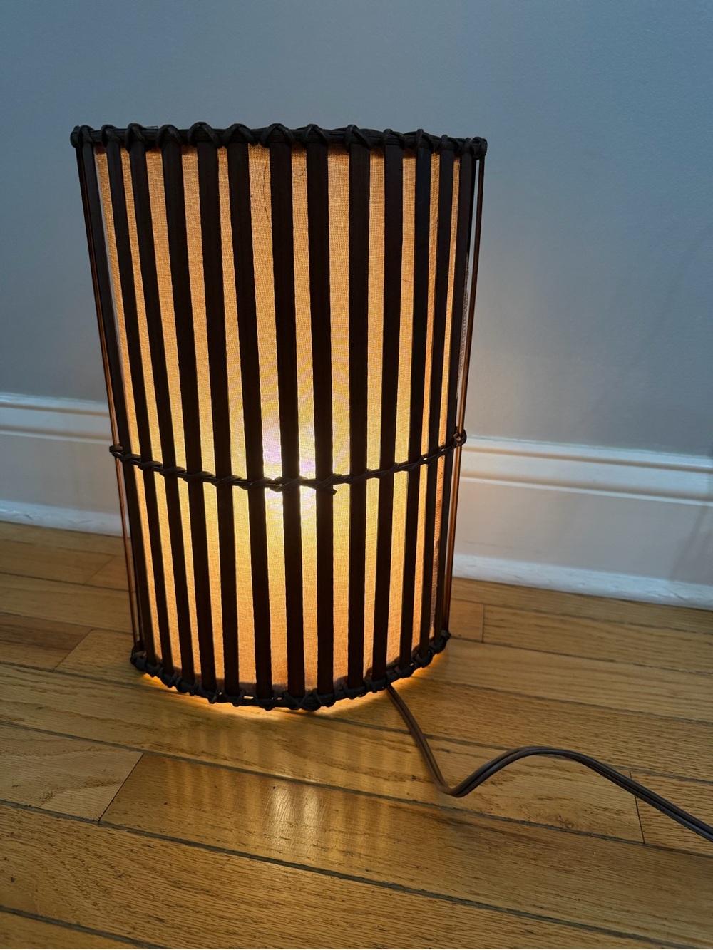 Neutral Brown Bamboo-Style Table Lamp